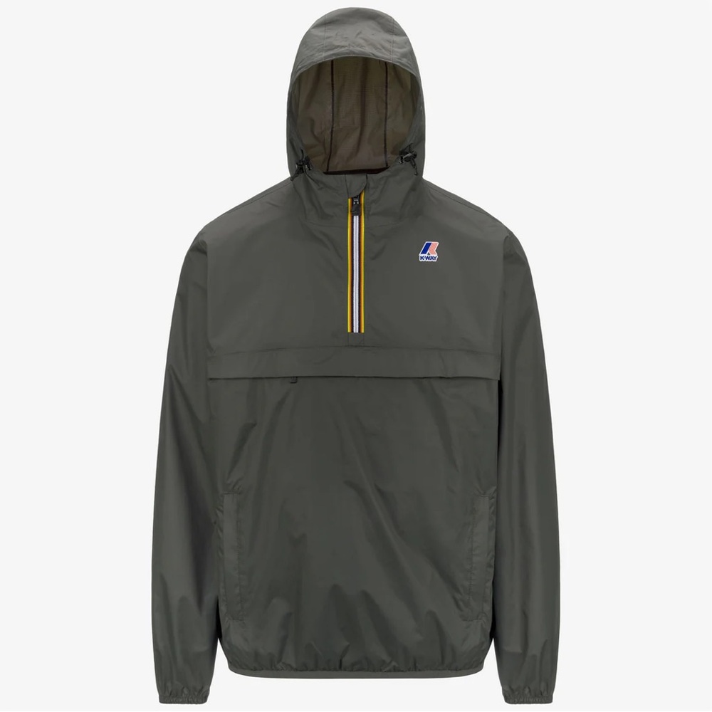 K-Way Iconic Leon 3/4 Zip Pullover Jacket, Greenish/Black